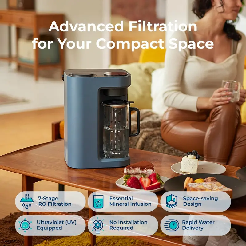 Bluevua RO100ROPOT-Lite(UV) Countertop RO System – 7-Stage Filtration with UV Sterilization & Remineralization