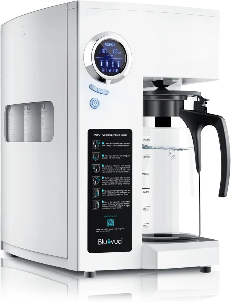 Bluevua RO100ROPOT-UV Countertop Reverse Osmosis Purifier – 6-Stage Filtration with UV Light & Mineral Replenishment