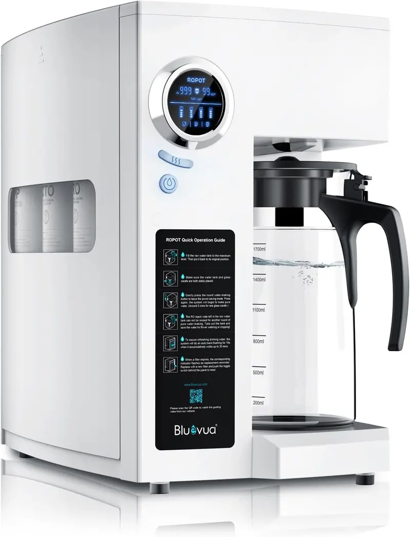 Bluevua RO100ROPOT-UV Countertop Reverse Osmosis Purifier – 6-Stage Filtration with UV Light & Mineral Replenishment