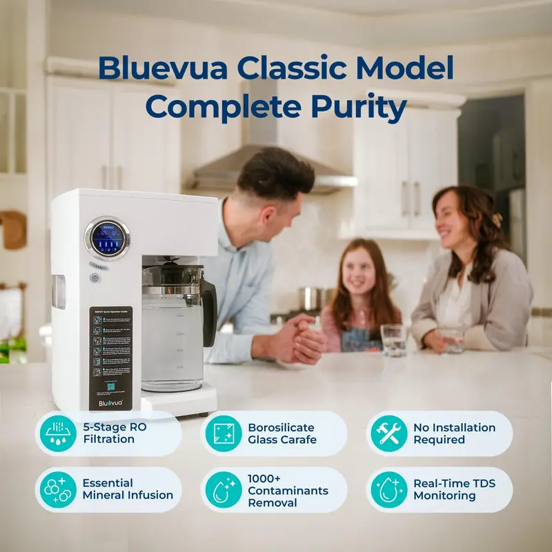 Bluevua RO100ROPOT-UV Countertop Reverse Osmosis Purifier – 6-Stage Filtration with UV Light & Mineral Replenishment
