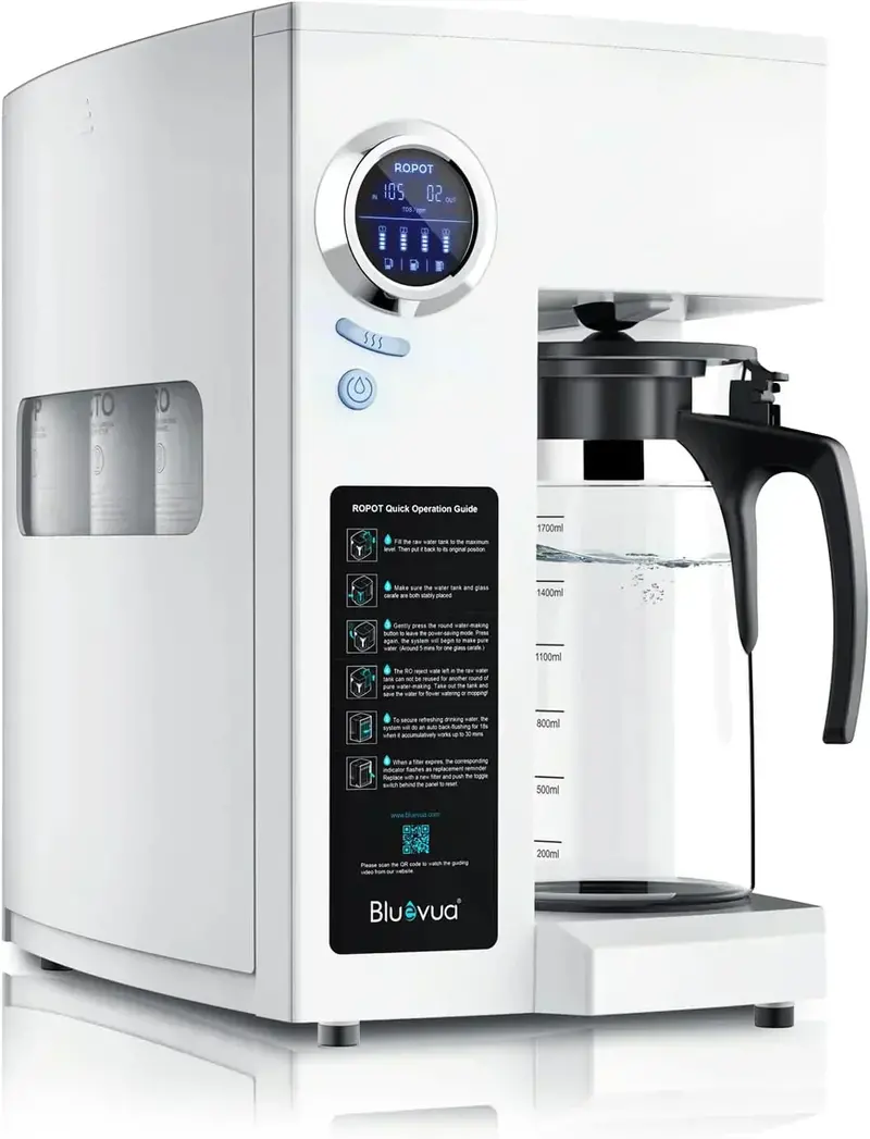 Bluevua RO100ROPOT-UV Countertop Water Purifier – 6-Stage Reverse Osmosis System with UV Sterilization