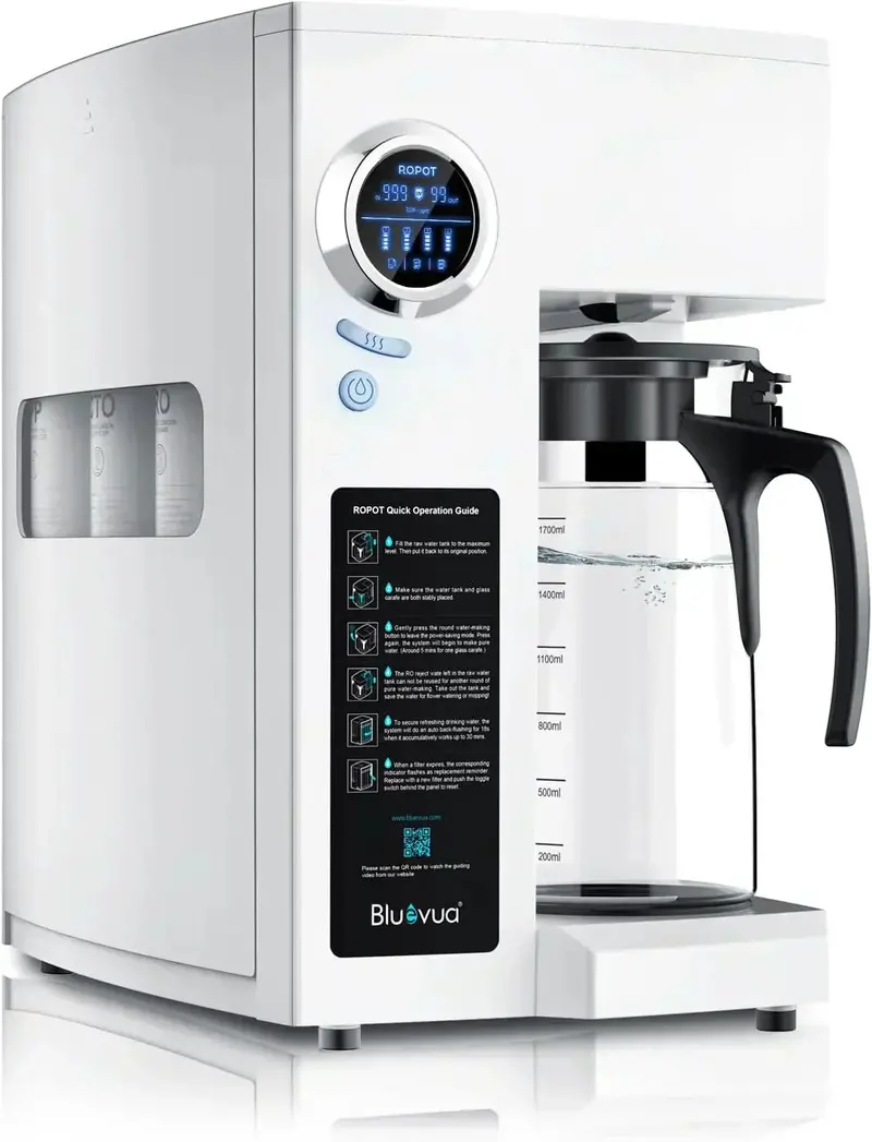 Bluevua RO100ROPOT-UV Countertop Water Purifier – 6-Stage Reverse Osmosis System with UV Sterilization