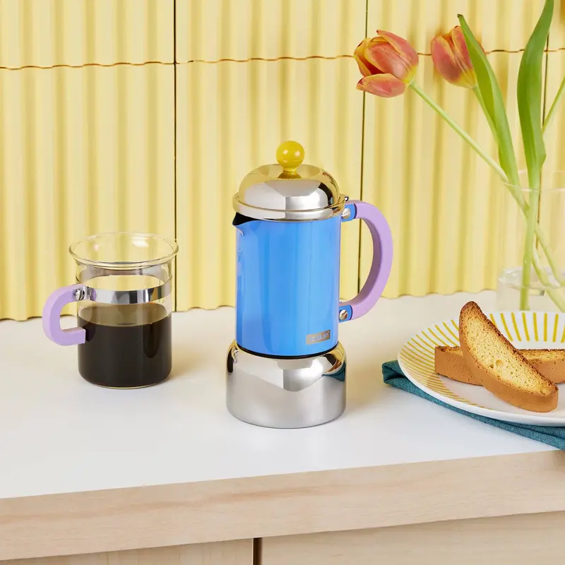 Bodum Chambord Stainless Steel Espresso Maker – Pale Blue, Stovetop French Press Style