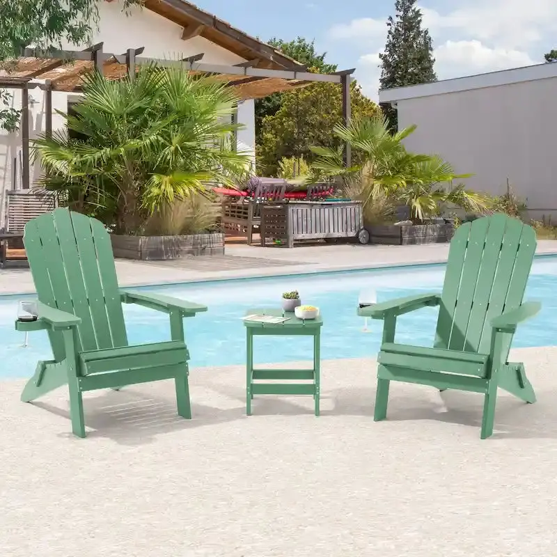 Bonosuki Pair of Foldable Adirondack Fire Pit Chairs with Swivel Base