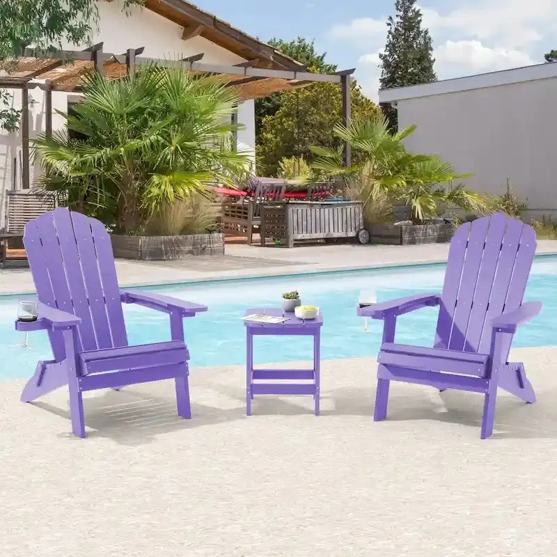 Bonosuki Pair of Foldable Adirondack Fire Pit Chairs with Swivel Base
