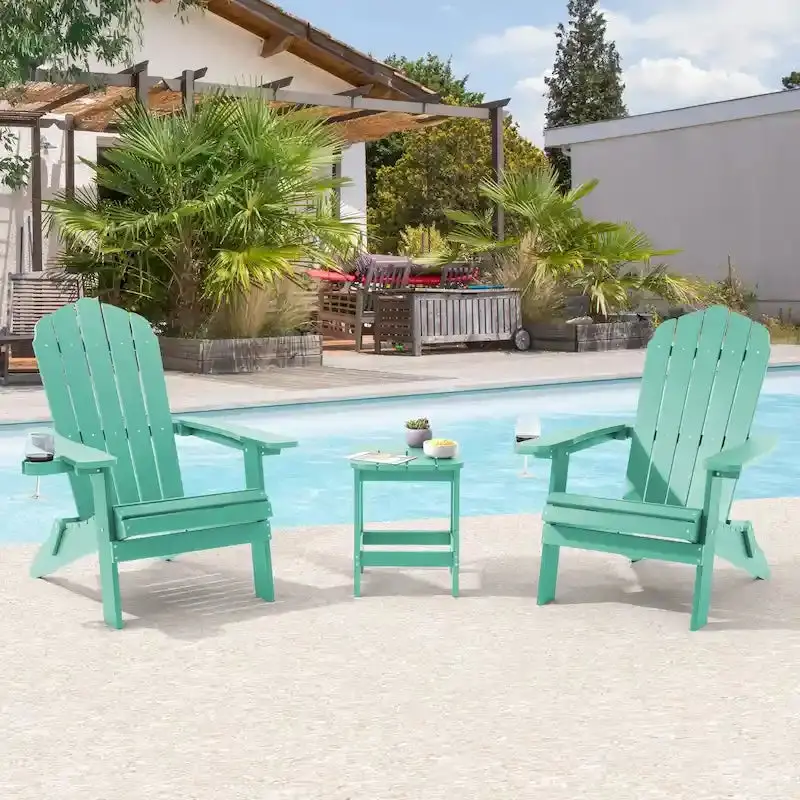 Bonosuki Pair of Foldable Adirondack Fire Pit Chairs with Swivel Base