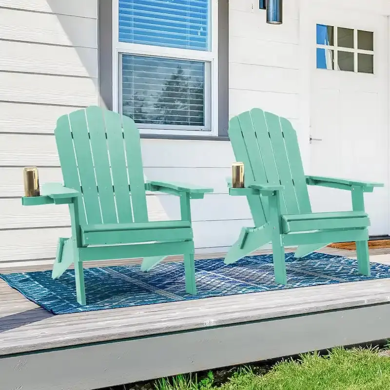 Bonosuki Pair of Foldable Adirondack Fire Pit Chairs with Swivel Base