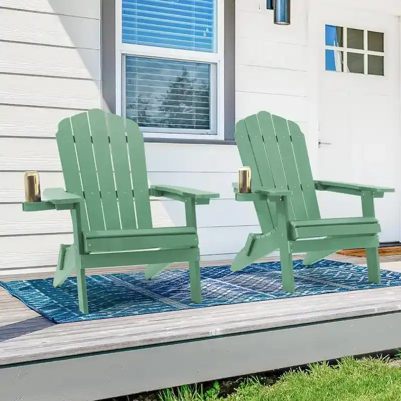 Bonosuki Pair of Foldable Adirondack Fire Pit Chairs with Swivel Base
