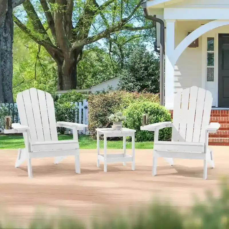 Bonosuki Pair of Foldable Adirondack Fire Pit Chairs with Swivel Base