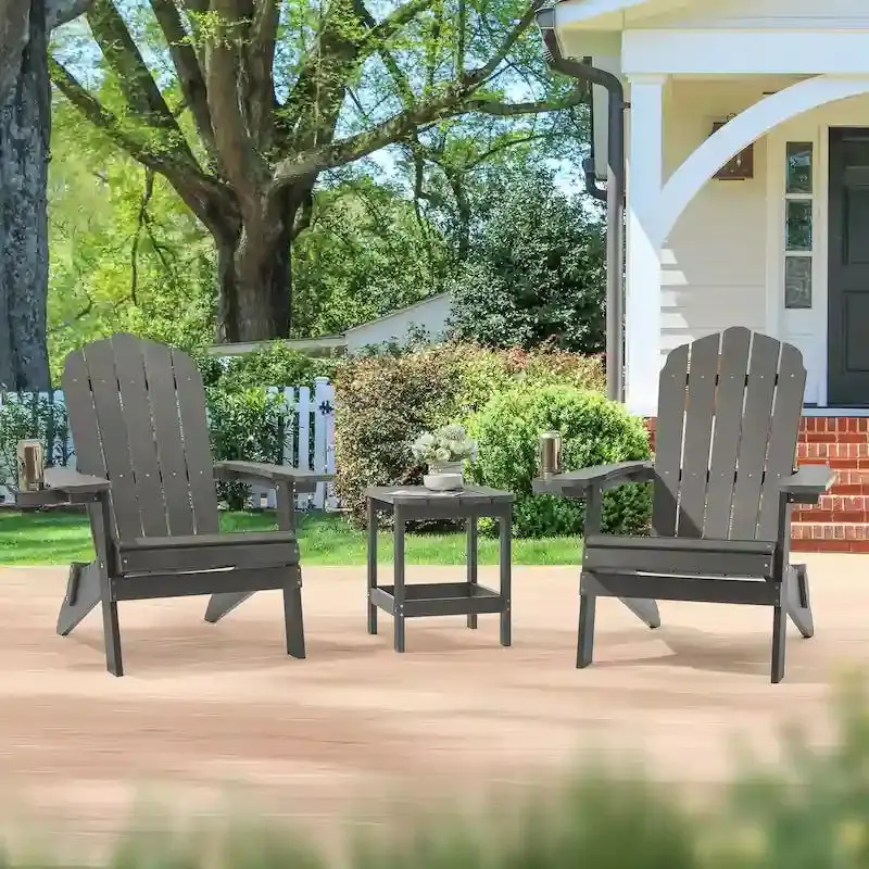 Bonosuki Pair of Foldable Adirondack Fire Pit Chairs with Swivel Base