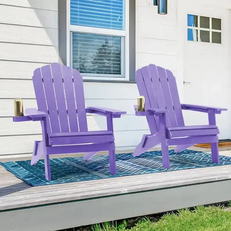 Bonosuki Pair of Foldable Adirondack Fire Pit Chairs with Swivel Base
