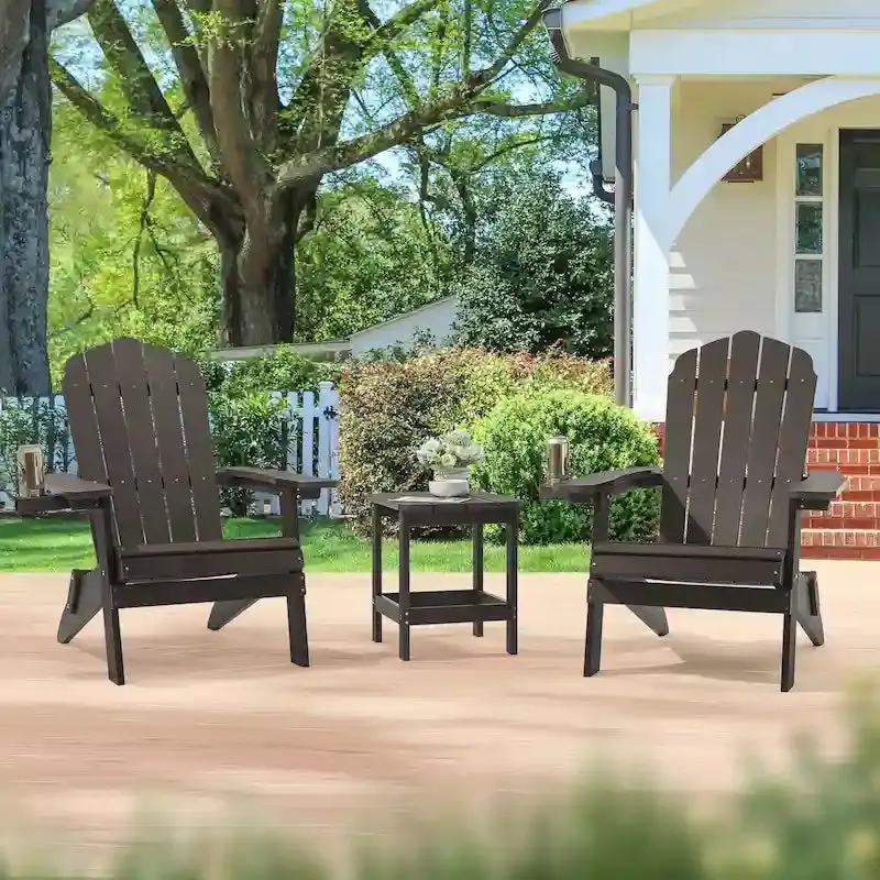 Bonosuki Pair of Foldable Adirondack Fire Pit Chairs with Swivel Base