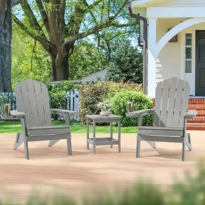 Bonosuki Pair of Foldable Adirondack Fire Pit Chairs with Swivel Base