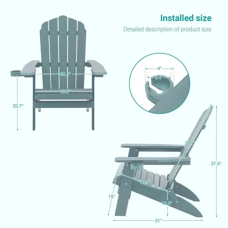 Bonosuki Pair of Foldable Adirondack Fire Pit Chairs with Swivel Base