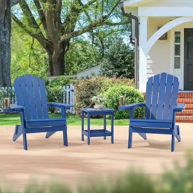 Bonosuki Pair of Foldable Adirondack Fire Pit Chairs with Swivel Base