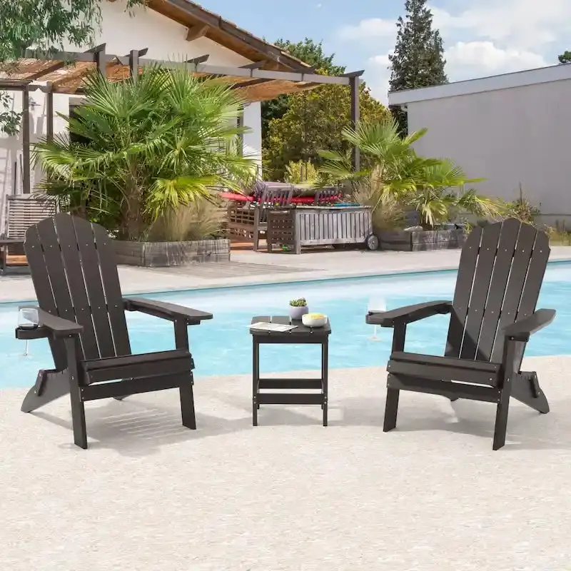 Bonosuki Pair of Foldable Adirondack Fire Pit Chairs with Swivel Base