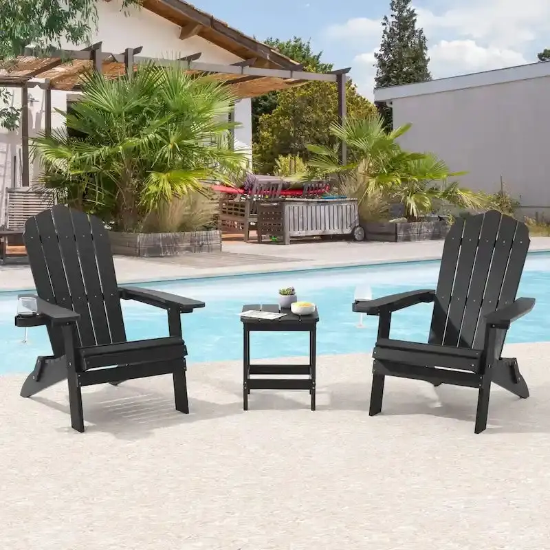 Bonosuki Pair of Foldable Adirondack Fire Pit Chairs with Swivel Base