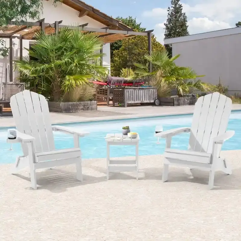 Bonosuki Pair of Foldable Adirondack Fire Pit Chairs with Swivel Base
