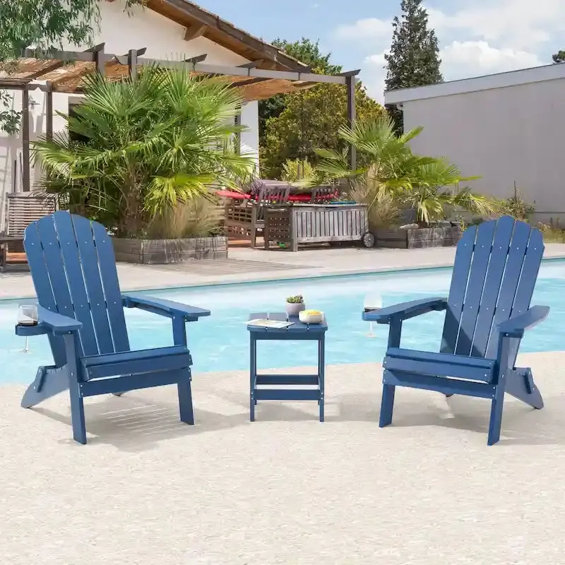 Bonosuki Pair of Foldable Adirondack Fire Pit Chairs with Swivel Base