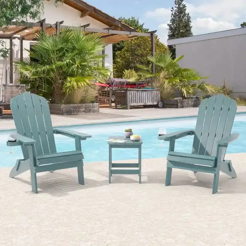 Bonosuki Pair of Foldable Adirondack Fire Pit Chairs with Swivel Base