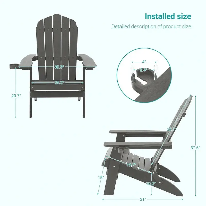 Bonosuki Pair of Foldable Adirondack Fire Pit Chairs with Swivel Base