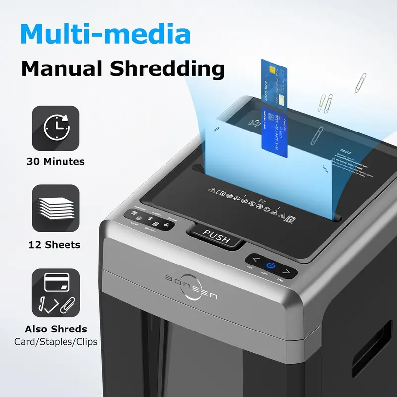 BONSEN Auto-Feed Paper Shredder – 300-Sheet Capacity, P-4 Security, Quiet Operation & 8.1-Gallon Bin