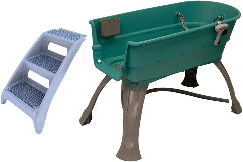 Booster Bath Elevated Pet Grooming Station – Teal Step Combo for Large Dogs | Ergonomic Height & Non-Slip Platform