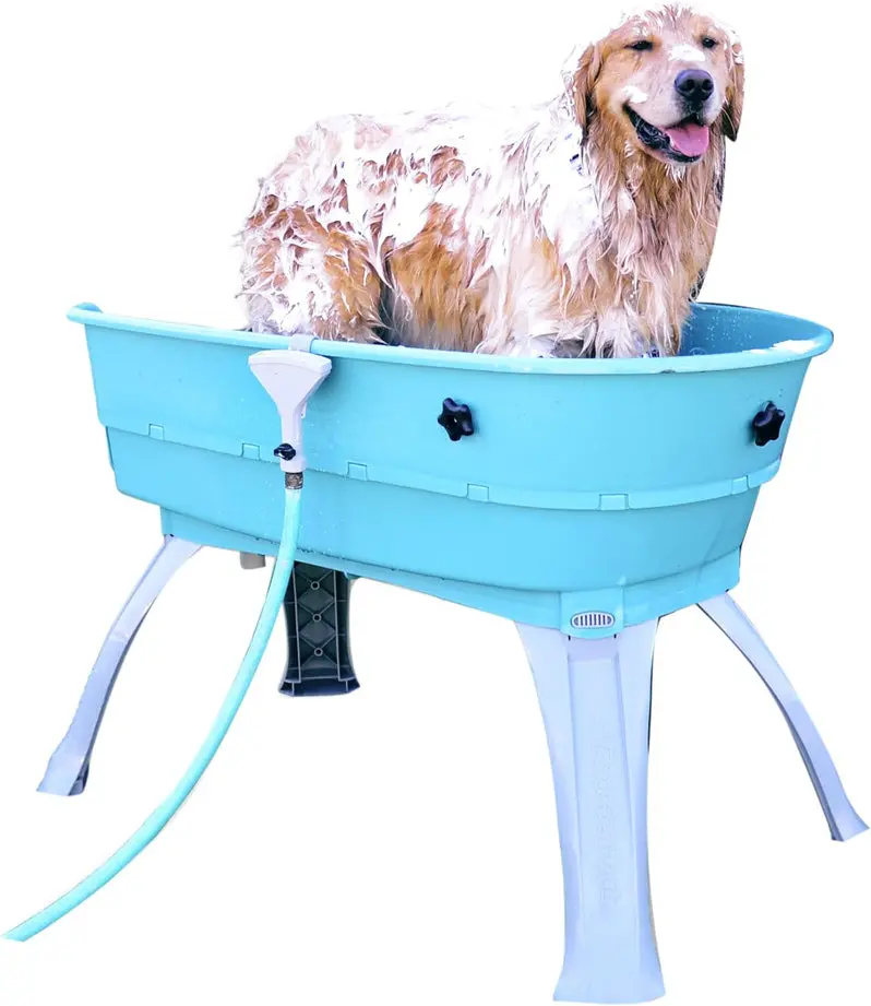 Booster Bath Elevated Pet Grooming Station – Teal Step Combo for Large Dogs | Ergonomic Height & Non-Slip Platform
