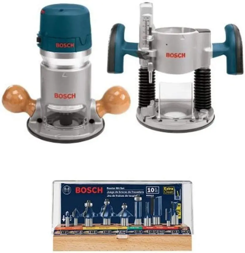 BOSCH 1617EVSPK Router Combo Kit – 12-Amp Plunge & Fixed Base Variable-Speed Wood Router (2.25 HP)