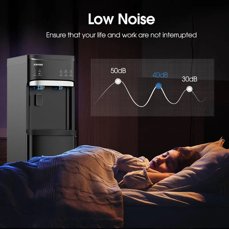 Bottom-Load Self-Cleaning Water Dispenser with Built-in Ice Maker (Black)