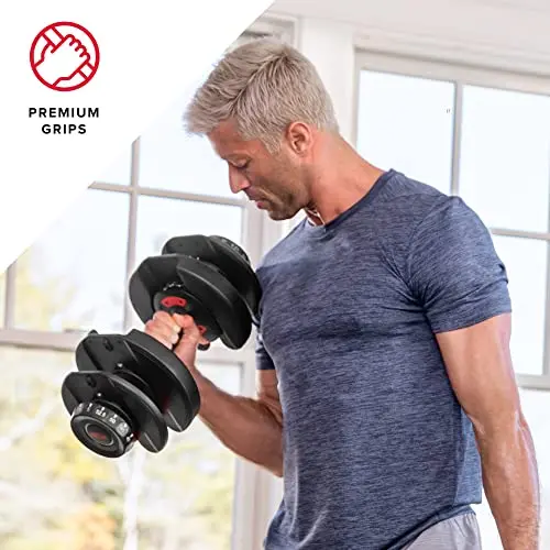 Bowflex SelectTech 552 Adjustable Dumbbell Set — 5–52.5 lbs, Space-Saving Alternative to 15 Traditional Pairs