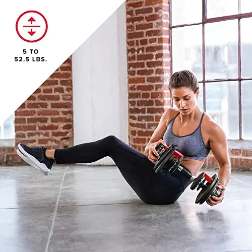 Bowflex SelectTech 552 Adjustable Dumbbell Set — 5–52.5 lbs, Space-Saving Alternative to 15 Traditional Pairs