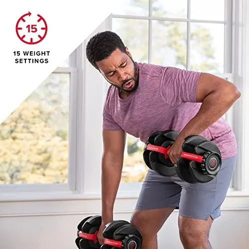 Bowflex SelectTech 552 Adjustable Dumbbell Set — 5–52.5 lbs, Space-Saving Alternative to 15 Traditional Pairs