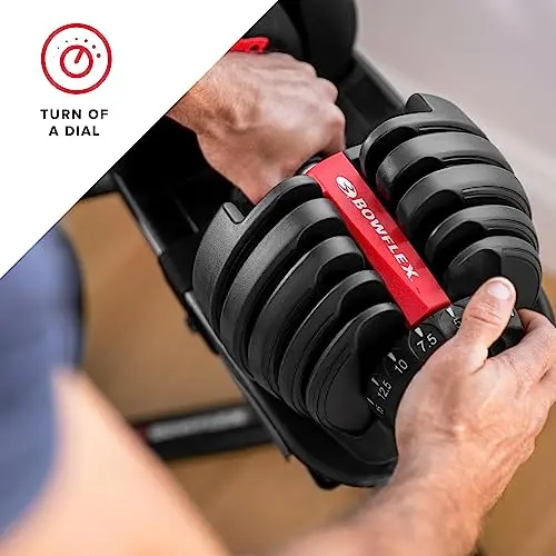 Bowflex SelectTech 552 Adjustable Dumbbell Set — 5–52.5 lbs, Space-Saving Alternative to 15 Traditional Pairs