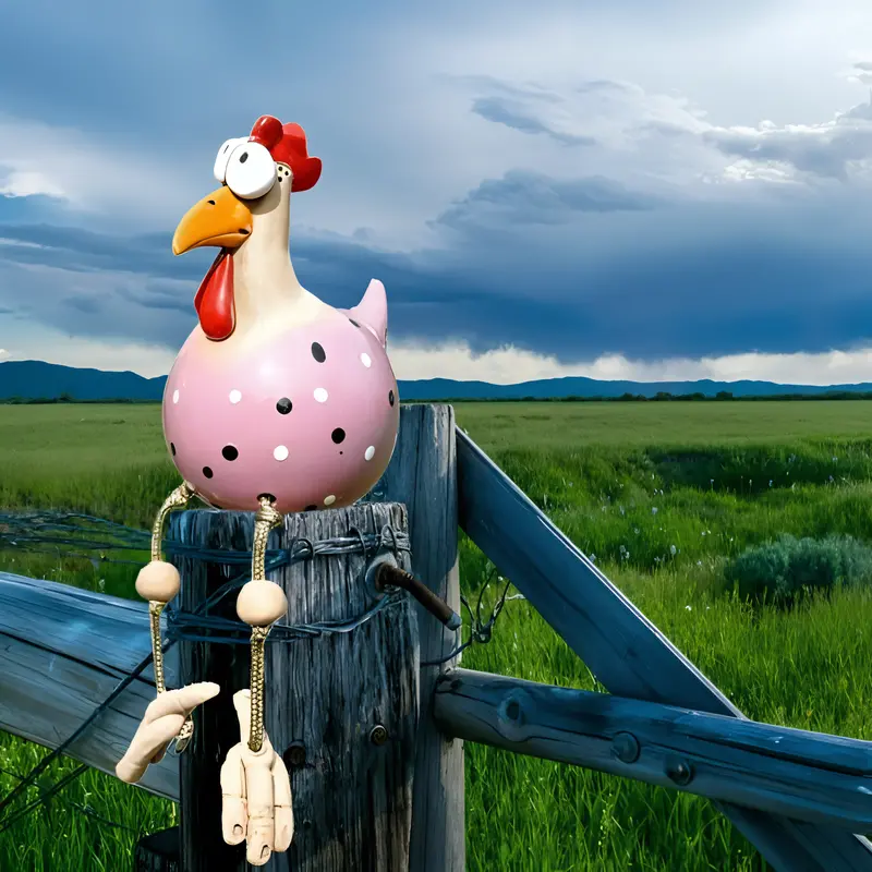 BowLift Rooster Garden Statue | Large-Eyes Weatherproof Resin Chicken Ornament