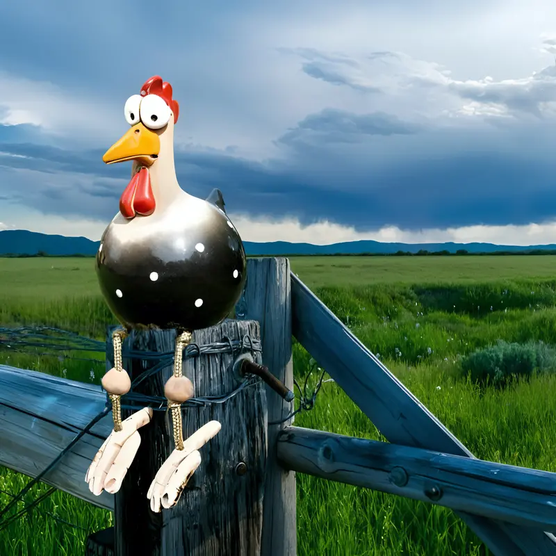 BowLift Rooster Garden Statue | Large-Eyes Weatherproof Resin Chicken Ornament