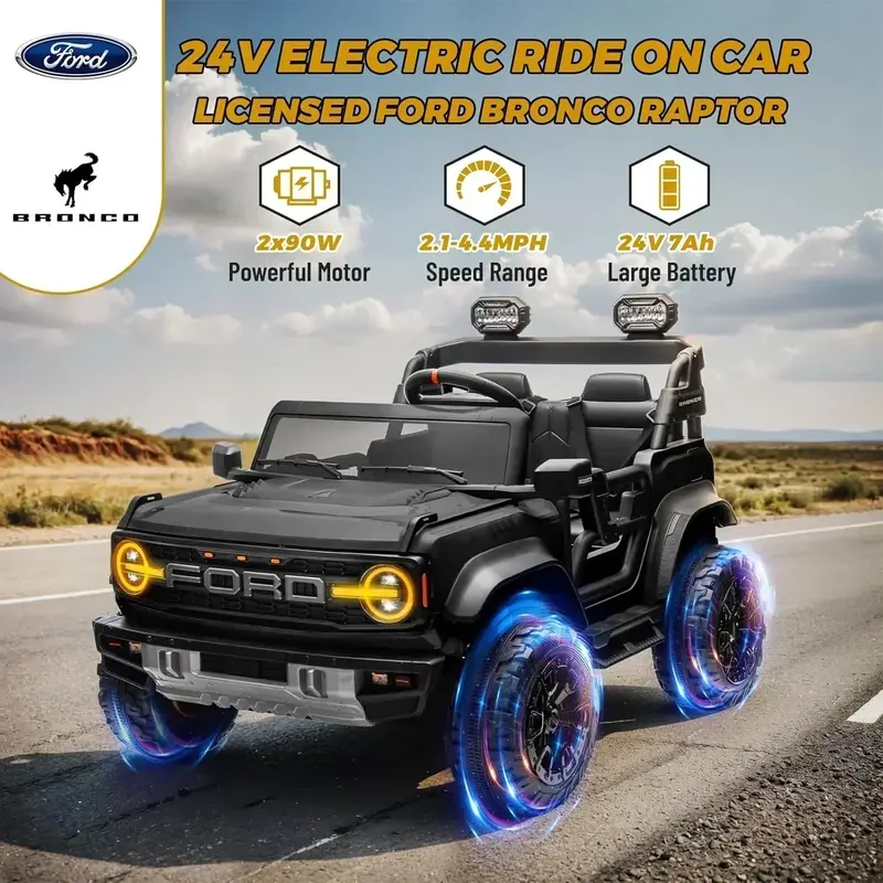 Bronco Raptor Ride-On Toy – Two-Seater Blue Electric Truck for Kids