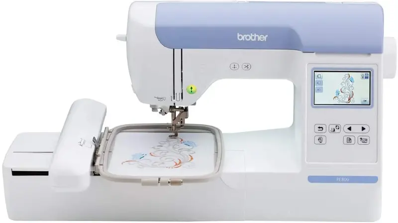 Brother PE800 Computerized Embroidery Machine – 5" x 7" Hoop Area, Full-Color LCD Interface