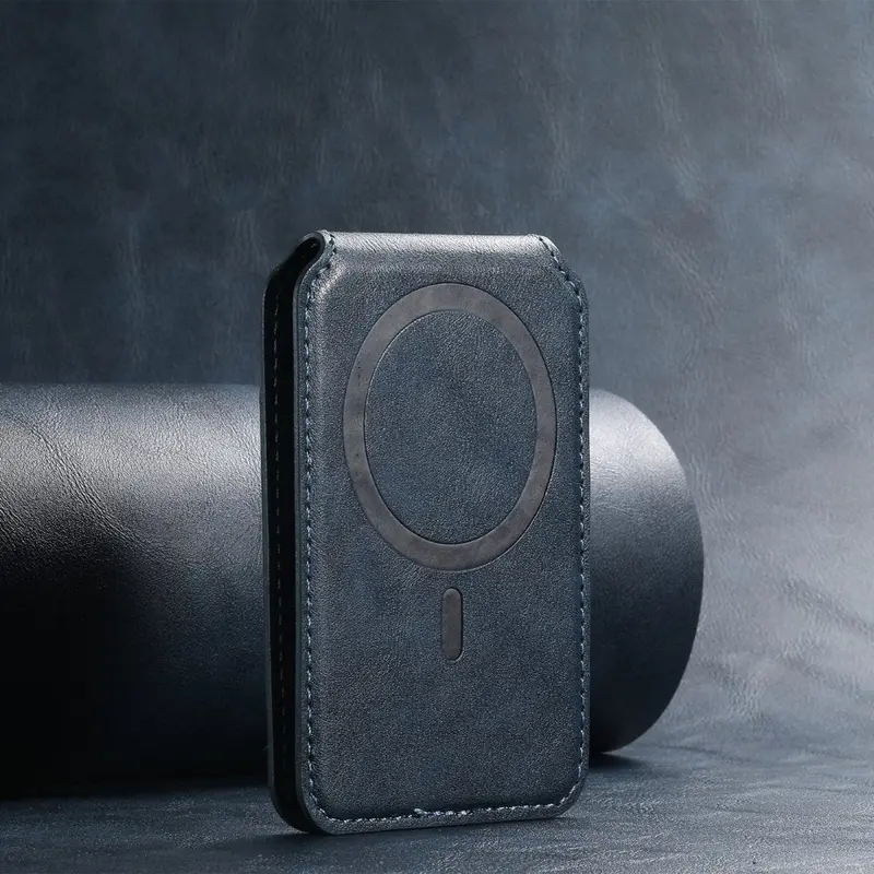 Brown Genuine Leather Magnetic Wallet Case with Card Slots