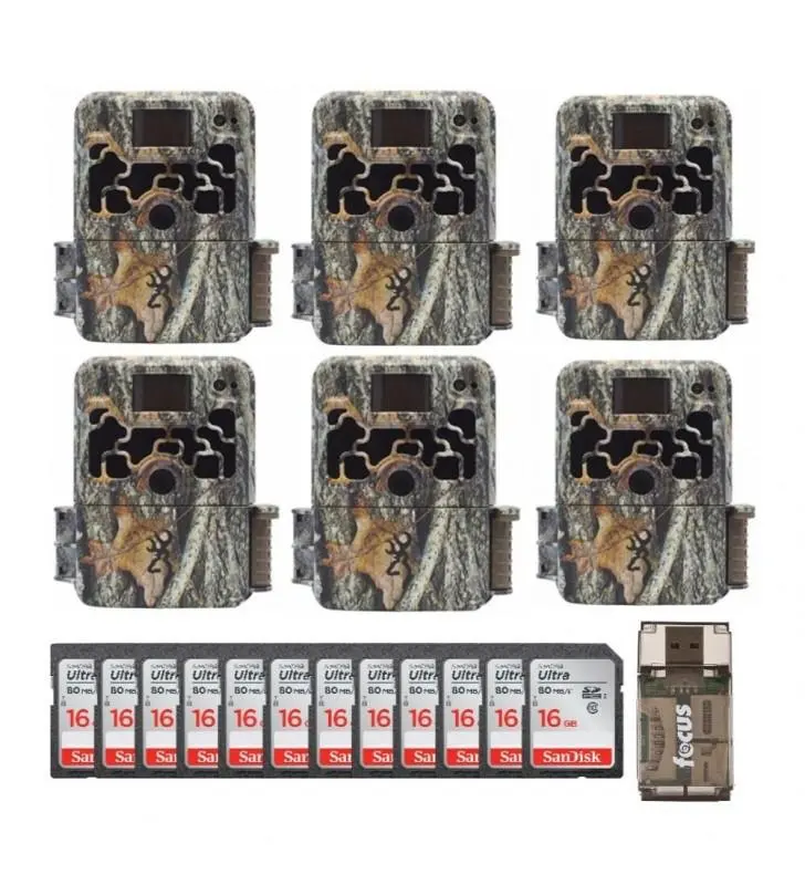 Browning Dark Ops Extreme Trail Camera Bundle – Six 16MP Camo Units w/ 16GB SD Cards & HD Video