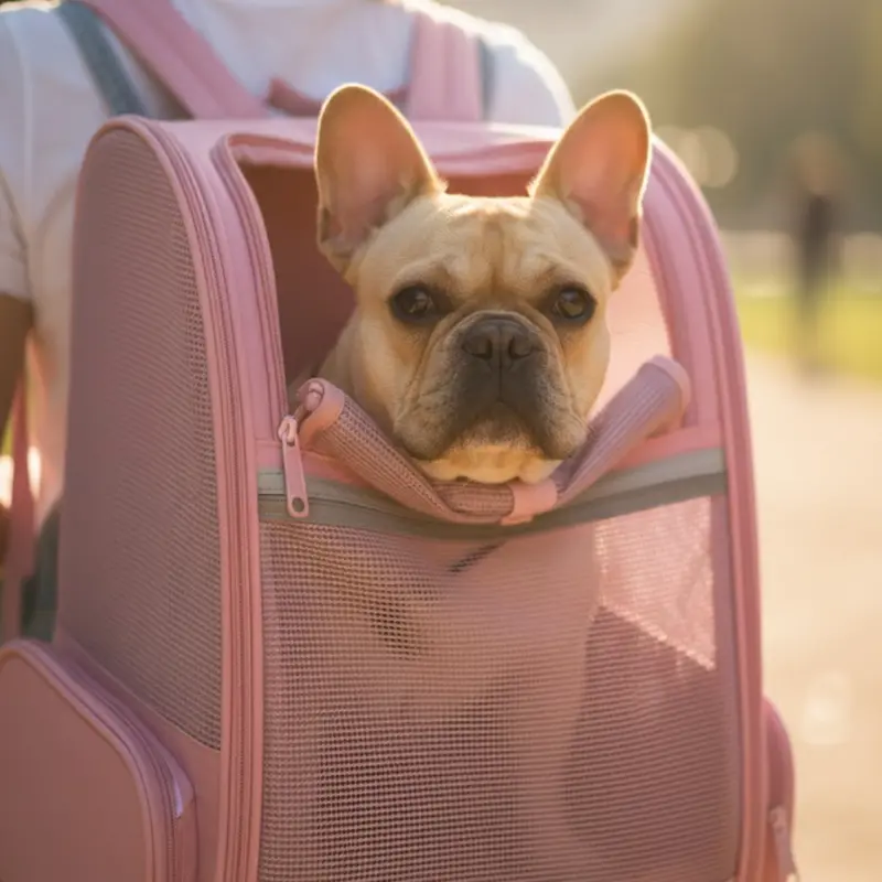 Bubble-Style Pet Backpack – Transparent Mesh Sides and Washable Removable Mat