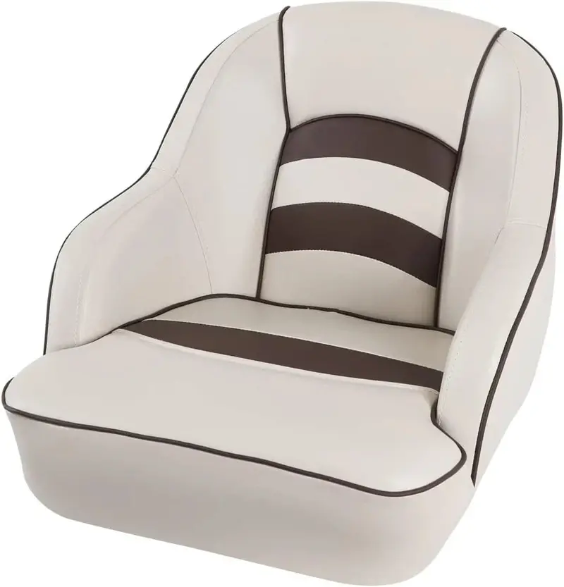 Bucket-Style Pontoon Boat Seat – Molded Plastic Marine Seat in White/Blue 2