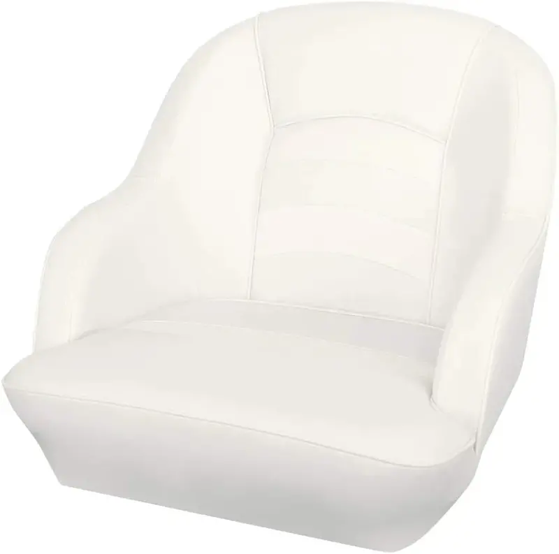 Bucket-Style Pontoon Boat Seat – Molded Plastic Marine Seat in White/Blue