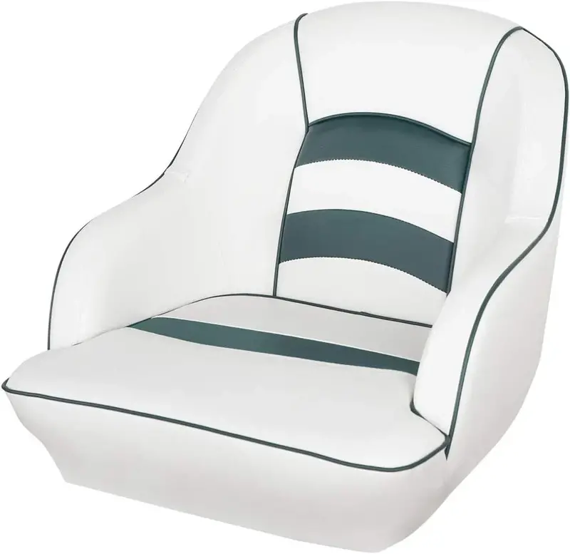 Bucket-Style Pontoon Boat Seat – Molded Plastic Marine Seat in White/Blue