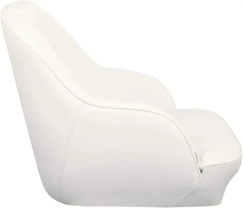 Bucket-Style Pontoon Boat Seat – Molded Plastic Marine Seat in White/Blue