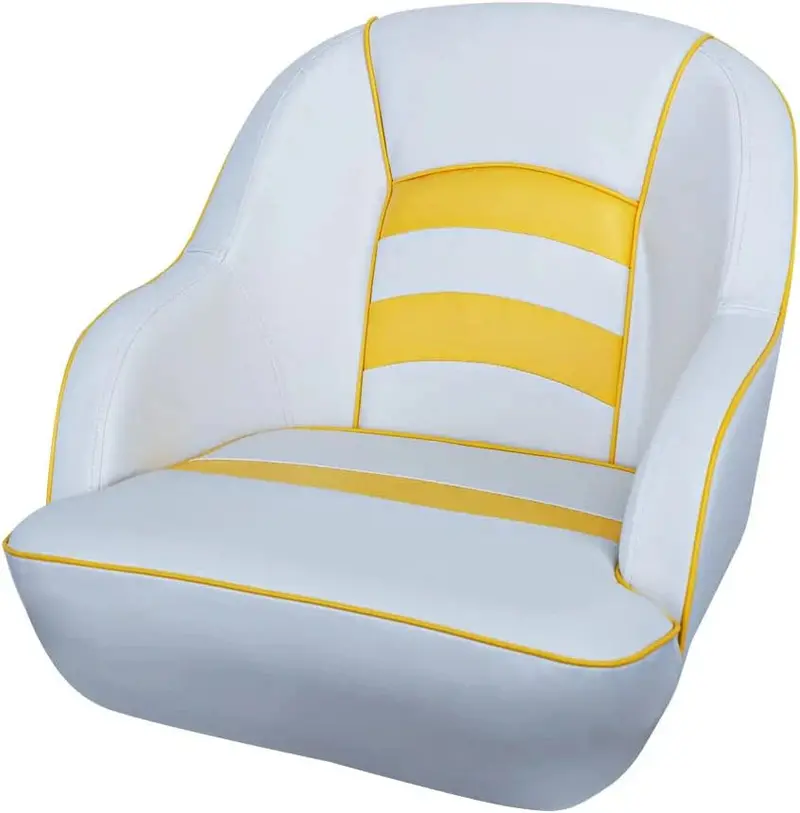 Bucket-Style Pontoon Boat Seat – Molded Plastic Marine Seat in White/Blue