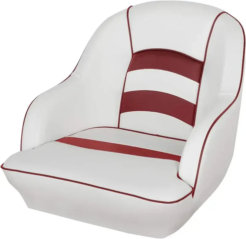 Bucket-Style Pontoon Boat Seat – Molded Plastic Marine Seat in White/Blue