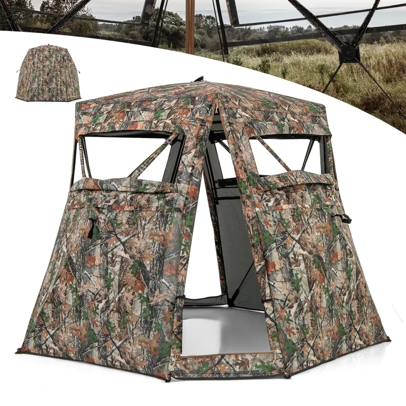 Camouflage Hunting Blind Tent – One-Way Visibility & 360° Panoramic Viewing