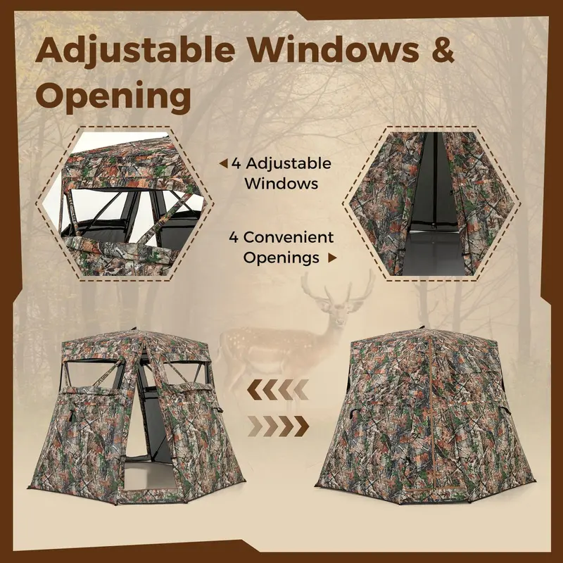 Camouflage Hunting Blind Tent – One-Way Visibility & 360° Panoramic Viewing