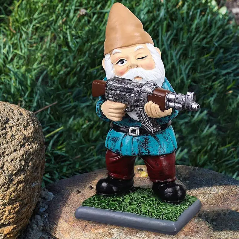 Camouflage Military Garden Gnome | Tactical-Themed Outdoor Figurine